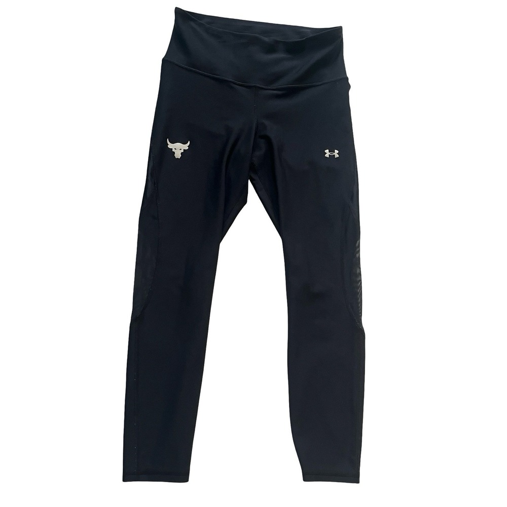 Under Armour Project Rock Women's Size M Leggings Crop‎ Mesh Compression Black